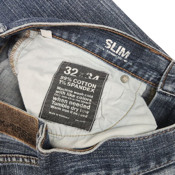 Express Men's Slim Fit Jeans 32x31 Straight Leg Denim Blue - Picture 2 of 6